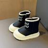 Children's leather two-cotton boots will be popular in autumn and winter 2025, baby girl velvet warm small boots, boys' cotton boots tide