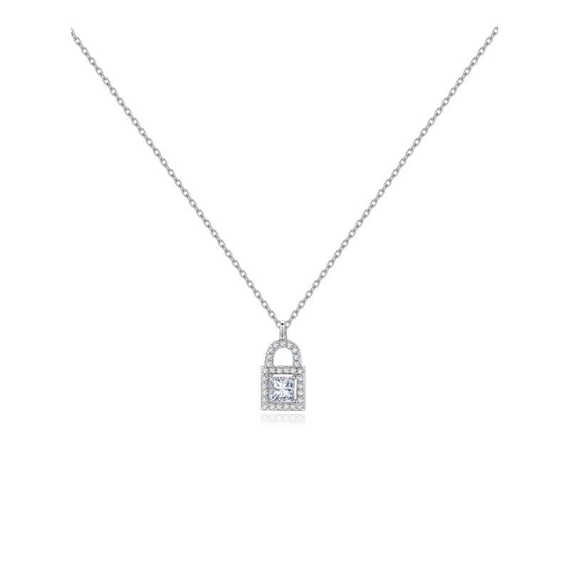 

Women s Rhinestone Lock Pendant Clavicle Necklace - Simple and Trendy Cold Style with Micro-Paved Light Luxury Design