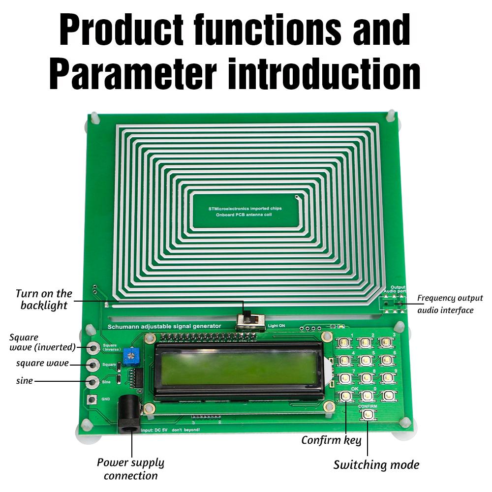 Imported Chip Schumann Wave Generator-Adjustable Frequency 7.83Hz~30KHz Sleep Aid Relaxation Device