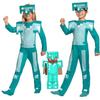 Minecraft Steve Rüstung Kinder Cosplay Kostüm Jumpsuit für Jungen und Mädchen Perfekt für Halloween und Verkleidungsveranstaltungen