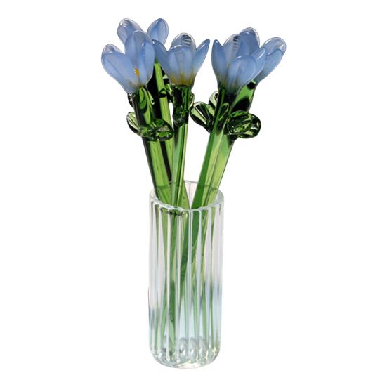 Mini-Fälschungskristall-Orchideenblütenfigur Handgeblasener kleiner Glasblumenstrauß mit Stiel für Frauen Mama Hochzeit Muttertag Büro Zuhause Tisch