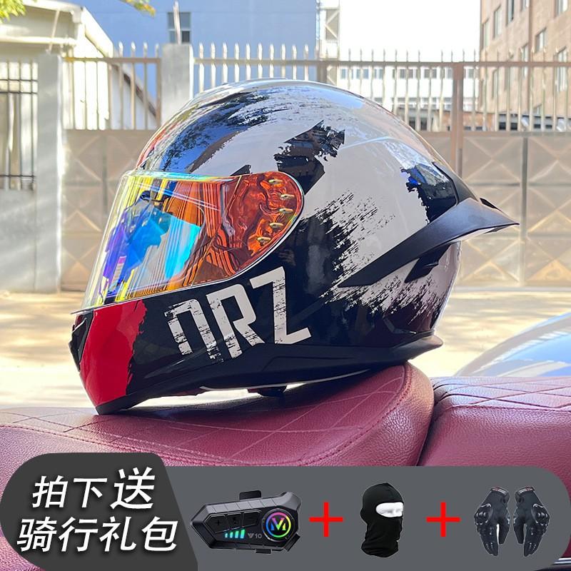 ECE/GB Certified Full Face Motorcycle Helmet With Bluetooth Intercom Men Women Use Large Rear Wing Stylish Design