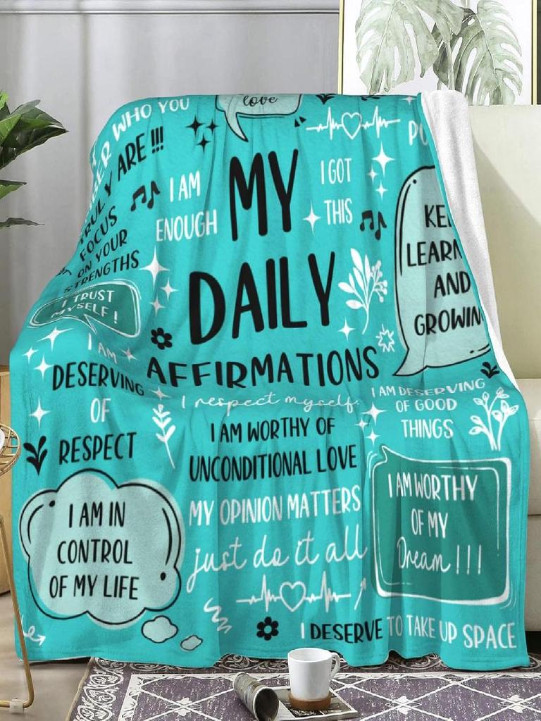 Positive Affirmation Throw Blanket for Stress Relief Inspirational Gifts for Her Him x Motivational Encouragement Messages