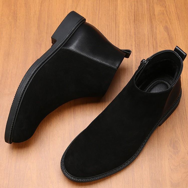 2025 Autumn and Winter New High-top Men's Short Boots Warm and Velvet Korean Version Splicing Casual Versatile Martin Boots Tide
