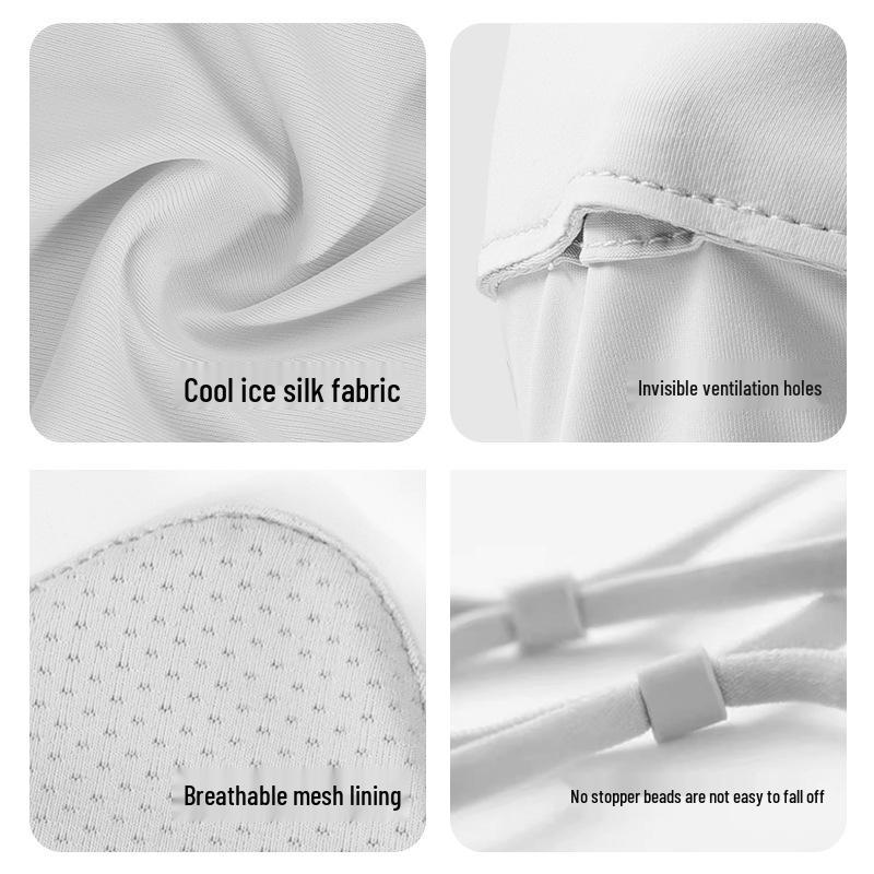 Unisex Gradient Blush Ice Silk Sunscreen Mask: Breathable & UV-Protective with Eye Corner Shield.