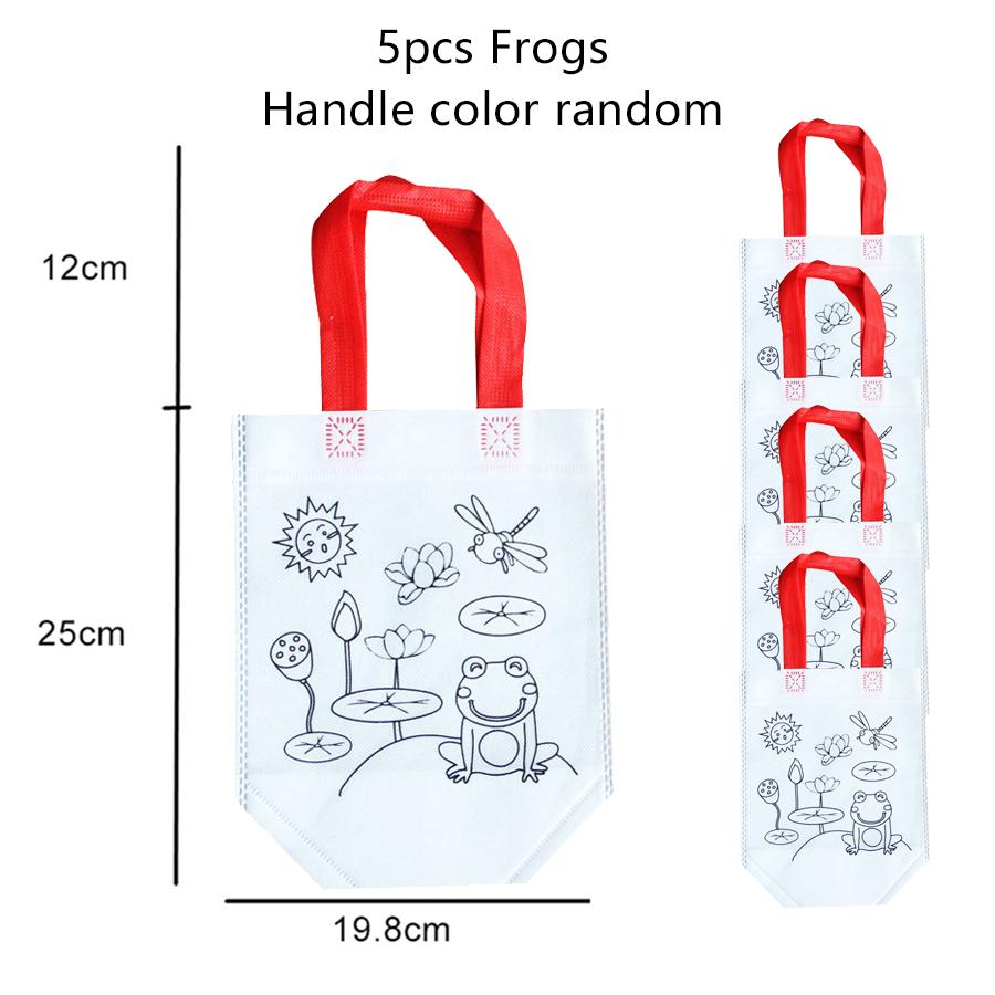 5pcs Graffiti Bag Non Woven Kids Drawing Manual DIY Coloring Environment Protection Children Painting Puzzle Toys Handbag TMZ