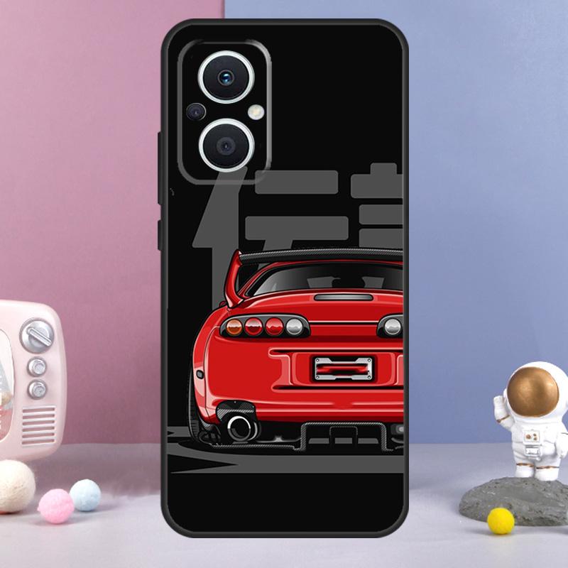 Car Back Cartoon Art JDM Funda For OPPO Reno 11 F 12F 13F 14F 10 12 13 14 Pro 7 8 Lite OPPO Find X9 X6 X5 X8 Pro Case