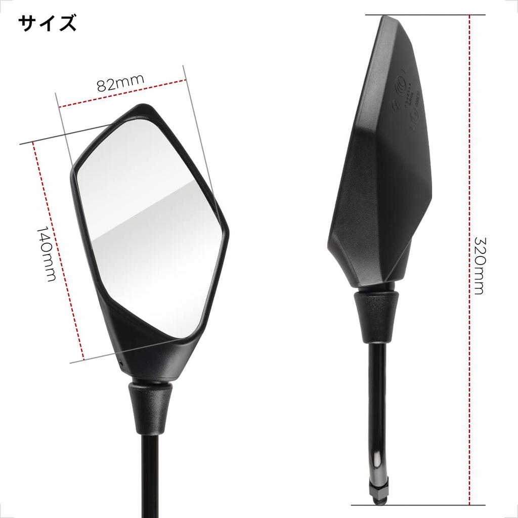 Miroirs Moto Gauche et Droite Evermotor avec Vis 8mm Compatibles avec et Miroirs Suzuki, 10mm, Jeu, Adaptateurs, Yamaha, Honda,