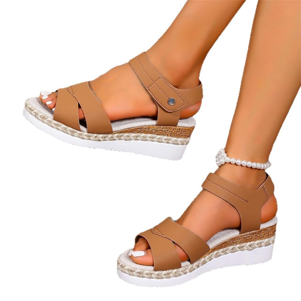 Women's Fashion Plus Size Adjustable Strap Open Toe Casual Wedge Sandals Comfortable Slip Resistant Sole Lightweight Design