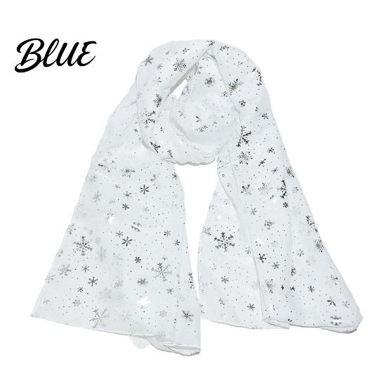 Holiday Gathering Accessory Glitter Sparkly Foil Snowflake Print Scarf for Women Christmas Soft Fabric Winter Gift Theme Shawl Wrap Fall Lightweight