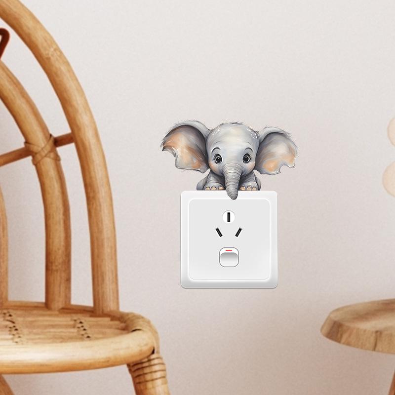 Cartoon Animal Cute Elephant Switch Affixed To The Living Room Porch Home Decoration Wall Sticker