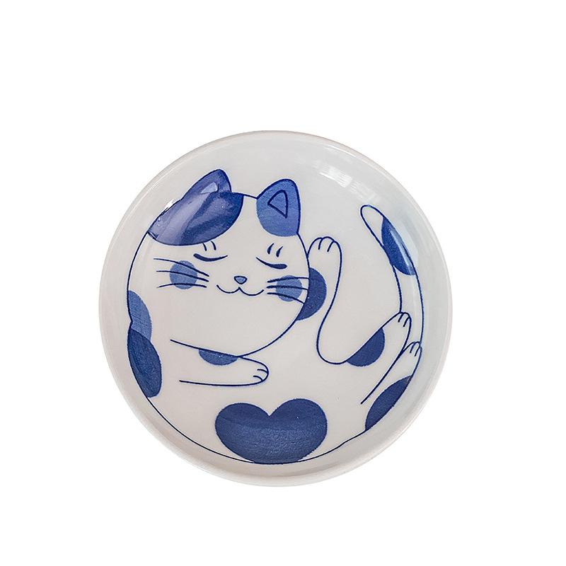 Cartoon Katze Keramik Snackschale - Niedliche Essig- & Gewürzplatte für Zuhause