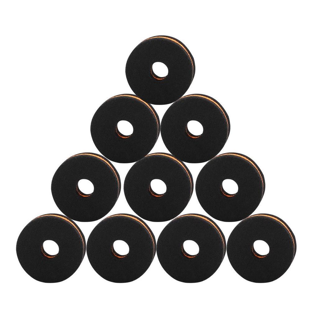 Black & Gold Non-Slip Felt Drum Cymbal Pads - Set of 10