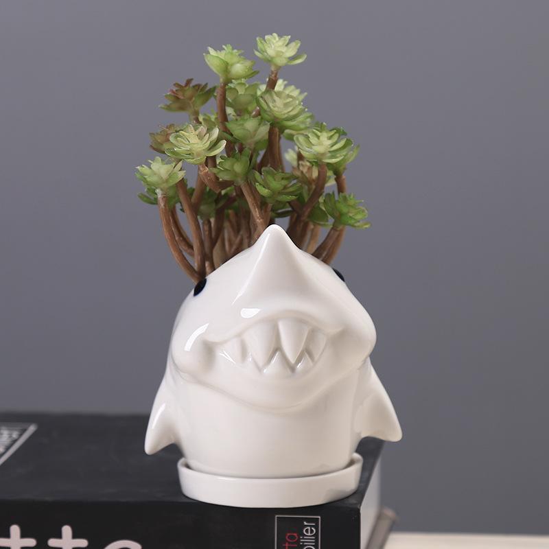 Gardening Succulent Flower Pot Ceramic, Creative Indoor Tabletop Cartoon Dolphin Animal Flower Pot