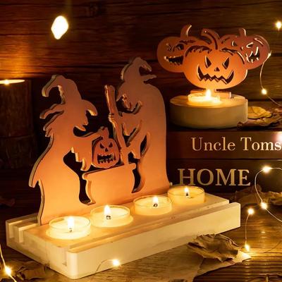 2024 Halloween Series Candle Holder Silicone Mold DIY Pumpkin Witch Ghost Candlestick Gypsum Mold for Festival Home Decor