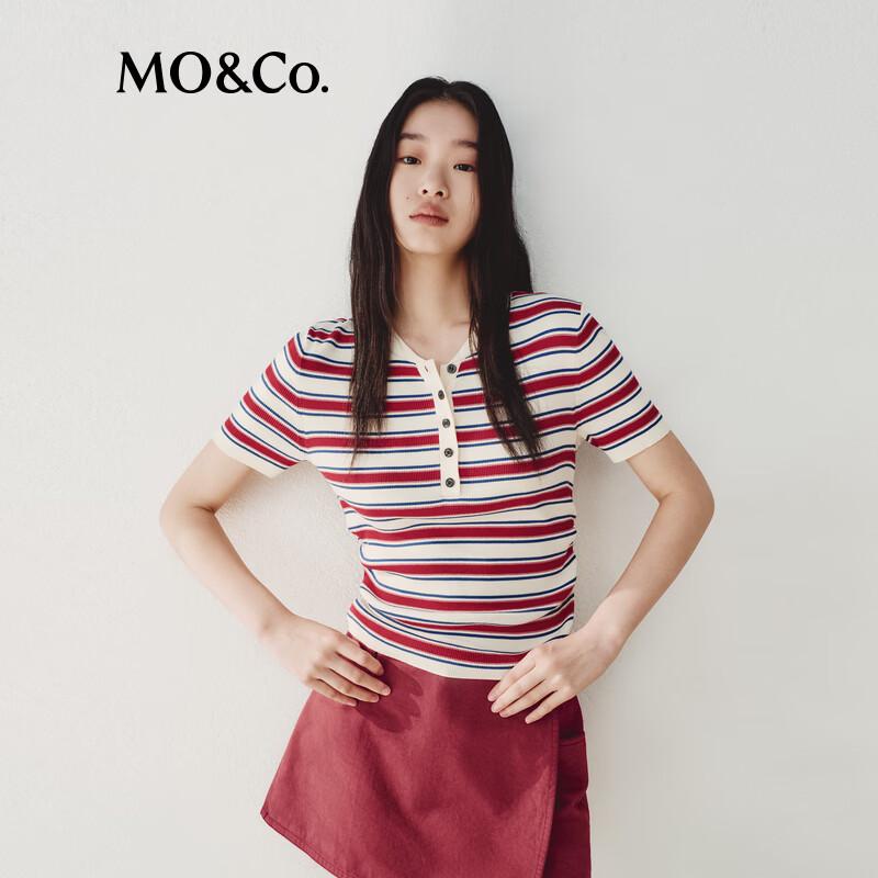 MO&Co. Active Striped Cotton-Silk Blend Knit Sweater