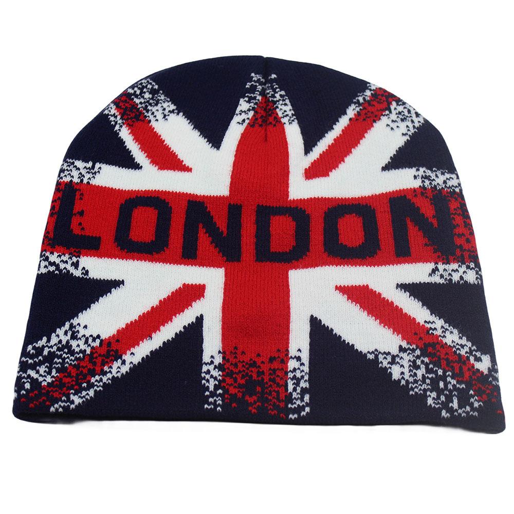 2026 UK English Union Jack Flag Jacquard Knitted Winter Warm Beanie Hat Children Adults Unisex Fashion High Quality