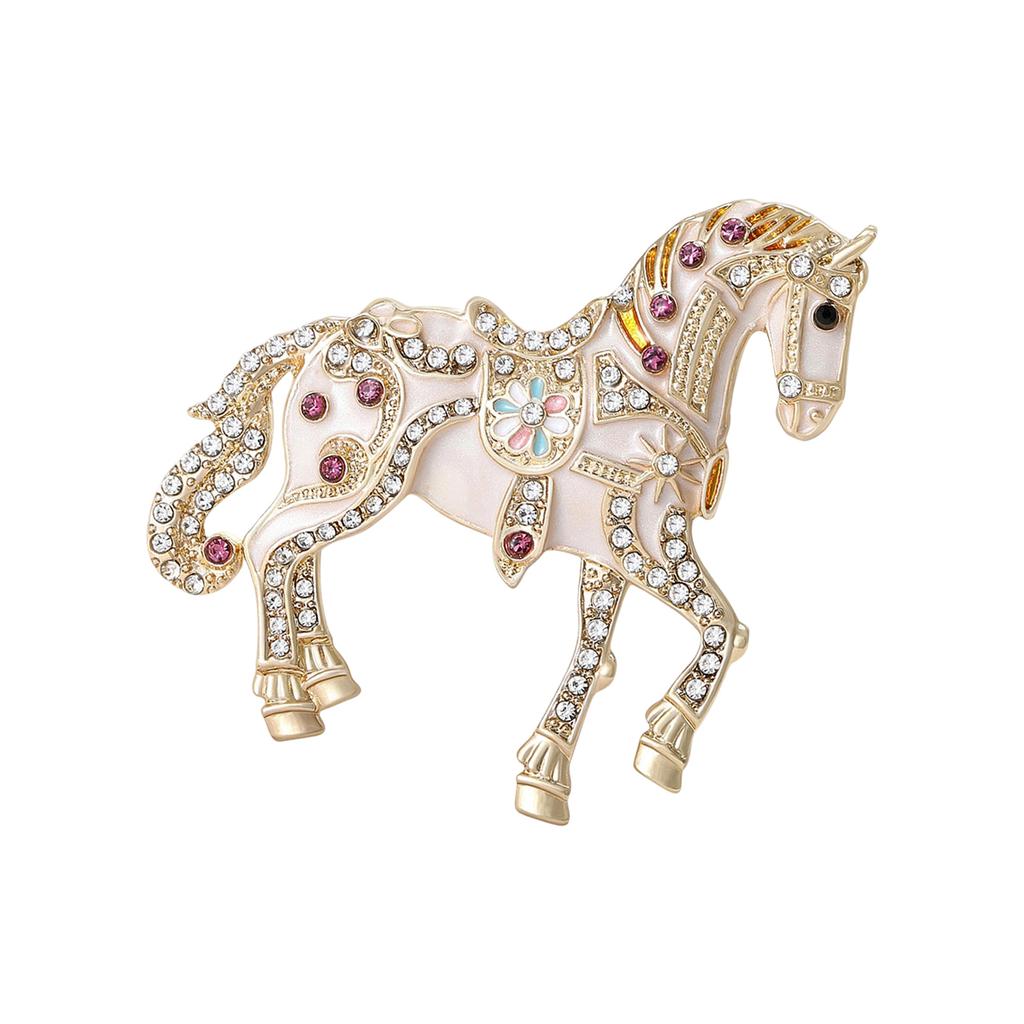 Dainty Enamel Horse Pin With Rhinestones Elegant Animal Lapel Accessory For Parties Event Daily Accessories