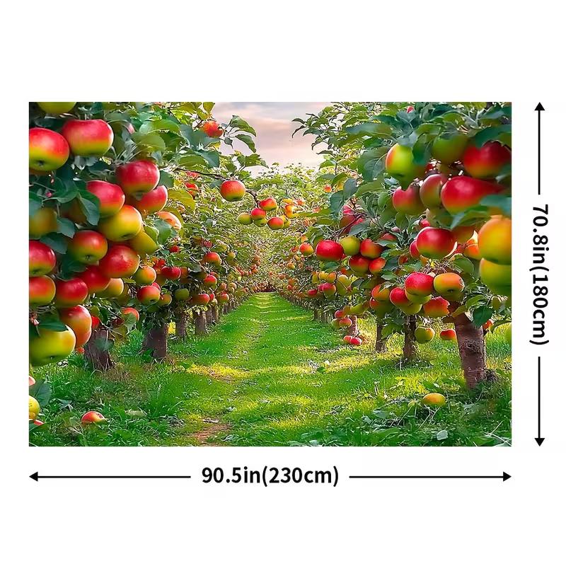 2D Harvest Theme Tapestry, Apple Orchard with Fresh Fruits for Home Decor