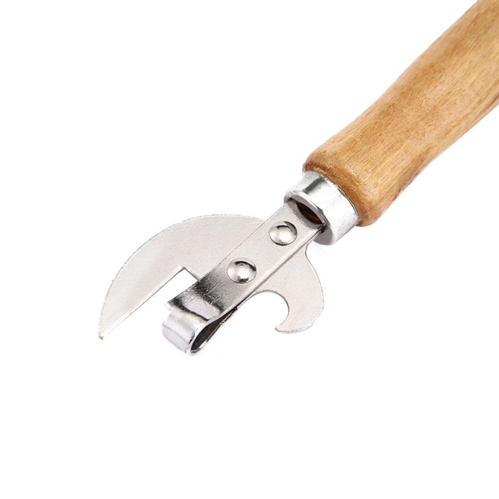 Premium Can Opener with Wooden Handle - Easy Grip, Safe Manual Jar & Bottle Opener for Kitchen, Restaurants, and Bars