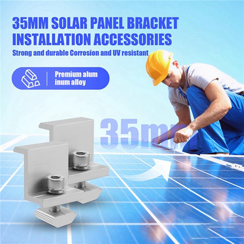 A84X-Solar Panel Mounting Brackets,16Pcs Aluminum Solar Panel End Clamp 30-45Mm Adjustable H, Solar Panel Mount