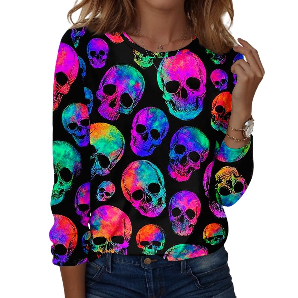 Women's Casual Long Sleeve Print Crewneck Top