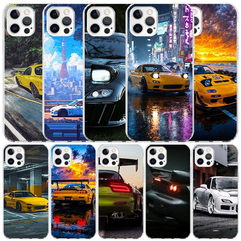 JDM Car RX7 Cool Soft Cover for iPhone 16 17 Air 15 14 Pro Max 16E Phone Case 13 Mini 12 11 7 SE 8 Print Pattern Fit Cases 16 17