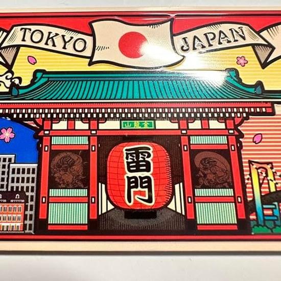 Tokyo scenery refrigerator magnet 126cm traditional Japanese motifs Kaminarimon Mount Fuji Tower design red