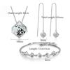 5 Style 925 Sterling Silver Jewelry Sets Zircon Square Cube Necklace +Earrings +Bracelet for Women Gift