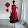 Elegant French-Inspired Red Long Dress