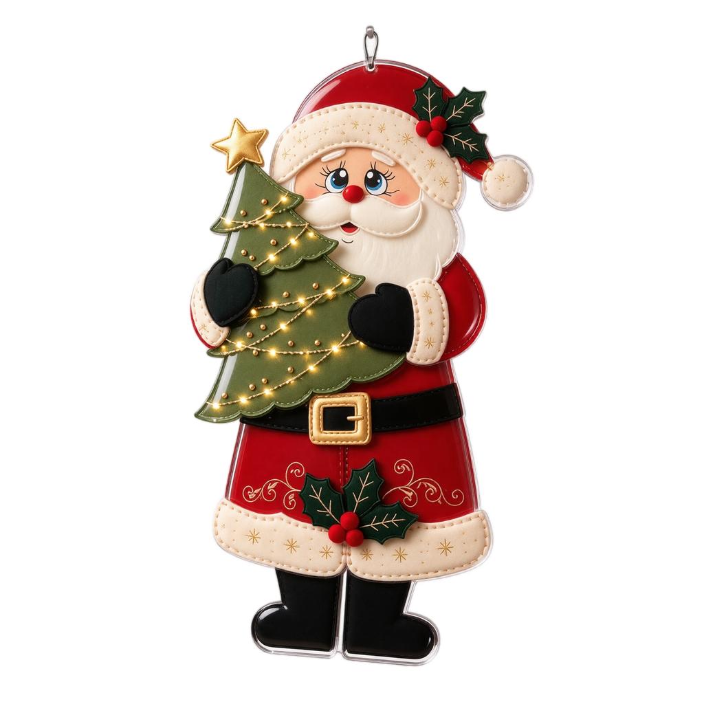 2D Acrylic Hanging Ornament with Snowman, Santa and Designs, Christmas Holiday Door Handle Hanging Decoration for Home