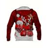 Modischer Herren-Weihnachts-Hoodie mit Kordelzug aus Polyestergewebe für festliche Kleidung Langärmlig 3D-gedruckt