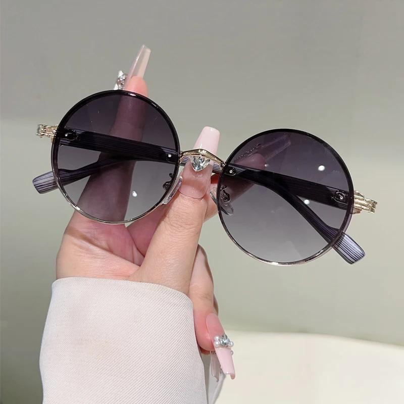Vintage Round Sunglasses Men New Fashion Gradient Multi-color Sun Glasses Women Trendy Luxury Brand Design Casual Shades