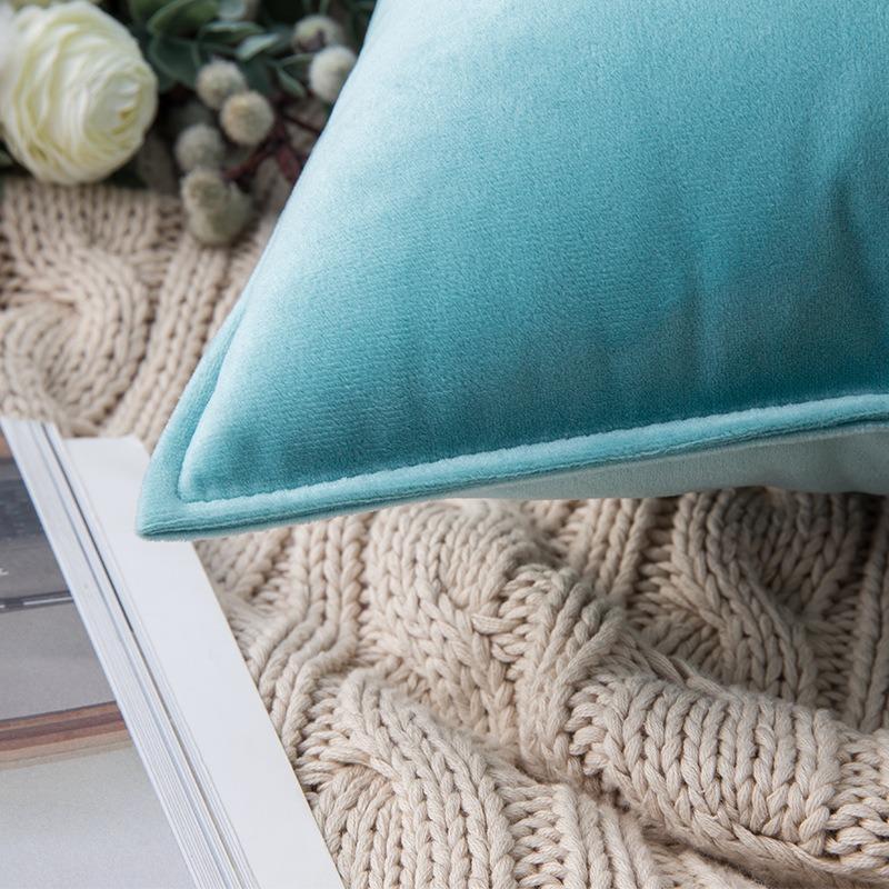 Bordered Velvet Lumbar Pillow Cover Ultra Soft Plush Hotel Style Sofa Decor Cozy Home Comfortable Elegant Accent