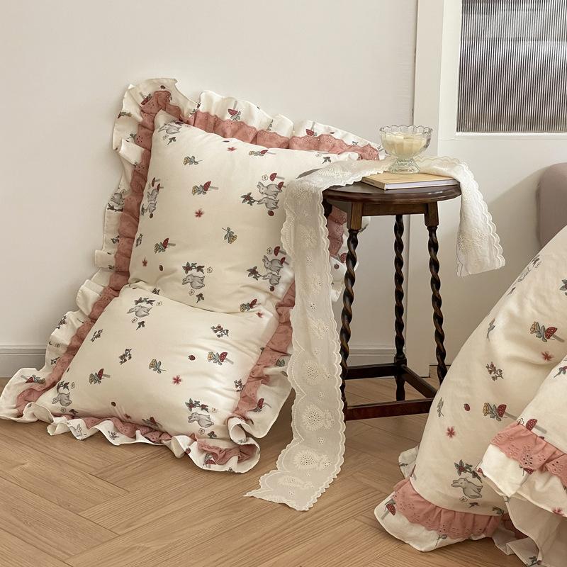 Cotton Double-layer Gauze Flower Bedding Set Four-piece Set Skin-friendly and Breathable Washed Sheets Quilt Covers Pillowcases