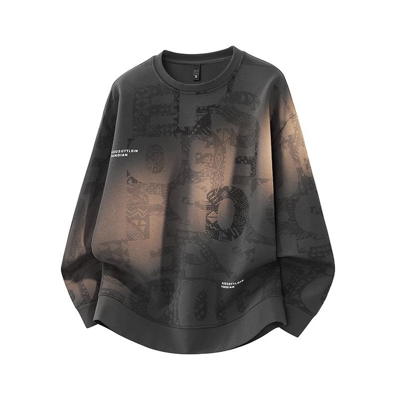 Men s Plus Size Trendy Hoodie: Spring/Autumn Hong Kong Style with Printed Round Neck and Loose Casual Fit. 7XL