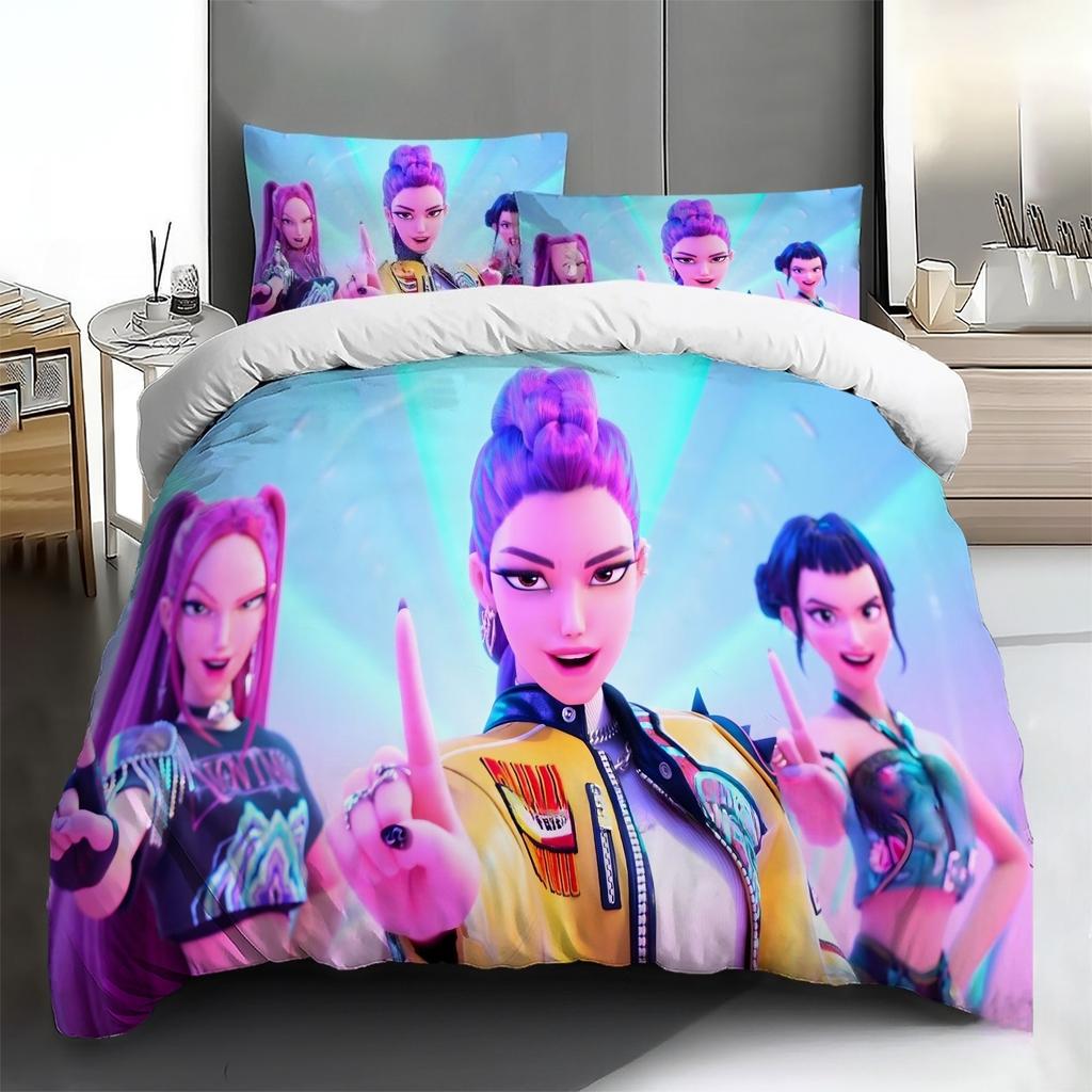 Anime DDemon H-Hunters Duvet Cover SetBedroom Duvet Cover SetPolyester Bedding Set with Pillow CaseHome Textiles King Queen