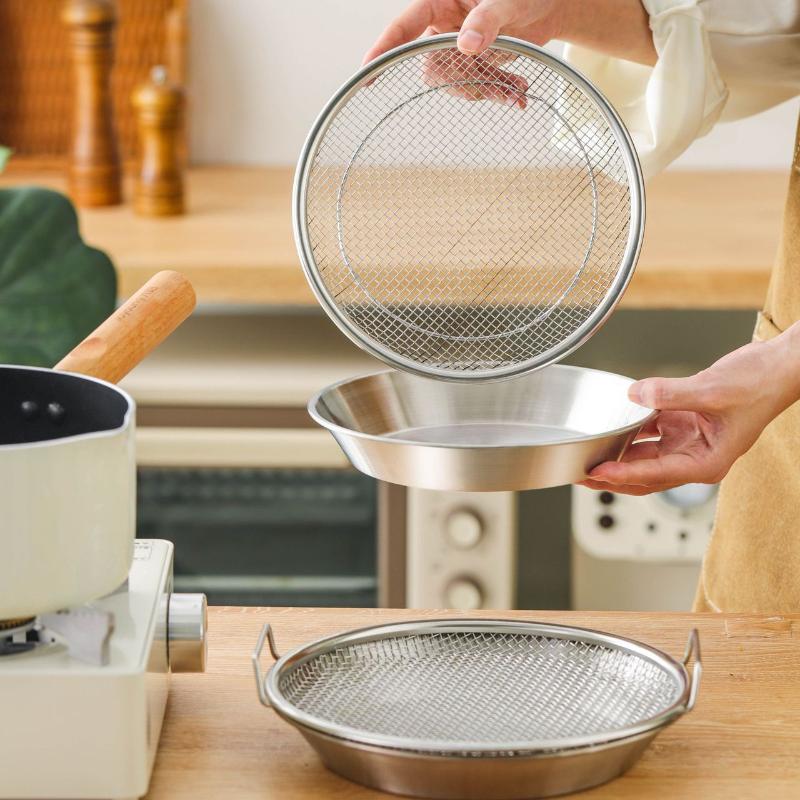 Stainless Steel Mesh Oil Filter Tray Drain Basket Reusable Vegetable Draining Rack Fried Food Strainer