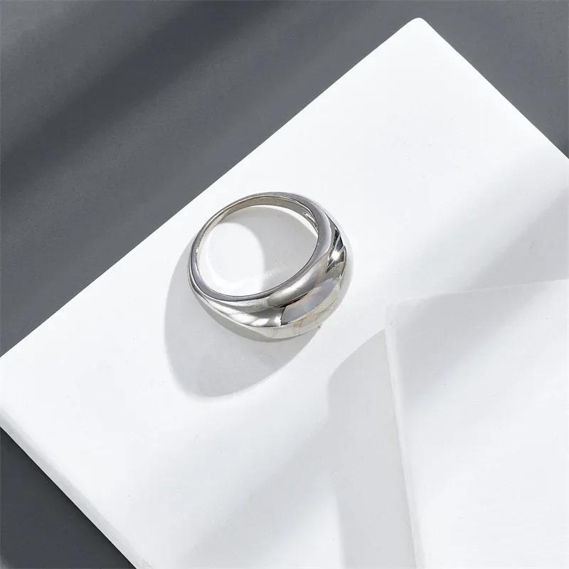 

YILUOCD Waterproof Thick Minimalistic Rings Trendy Geometric Round Circle Rings Chunky Stack Zircon New Year Gift 8