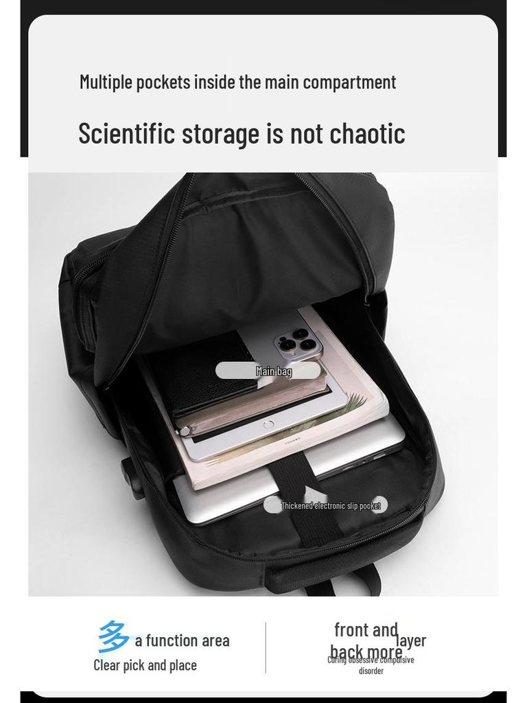 Men's High-Capacity Laptop Backpack for Fashionable Business Travel and Commute