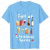 Funny Christmas Party T-Shirt Full of Christmas Spirits Tees Merry Xmas Drinking Gift for Men Clothing Casual Short Sleeve Tops