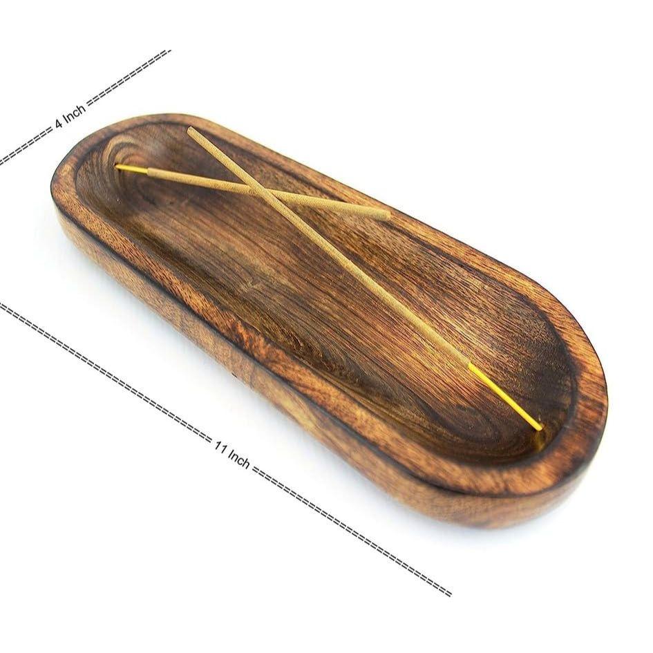 Räucherstäbchenhalter und Aschefänger aus Naturholz (11 X 4 Zoll, Set von 4, Oval)
