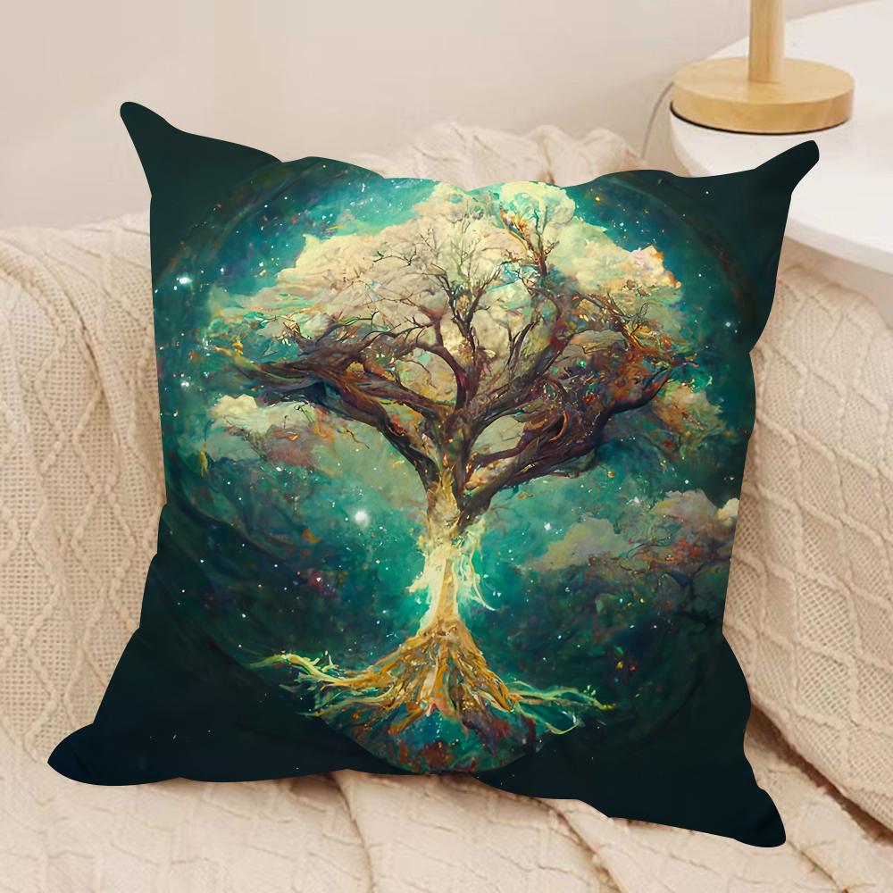 Tree Of Life Abstract Cushion Cover Silky Short Plush Invisible Zipper Dustproof Sofa Pillow Case For Home Decor