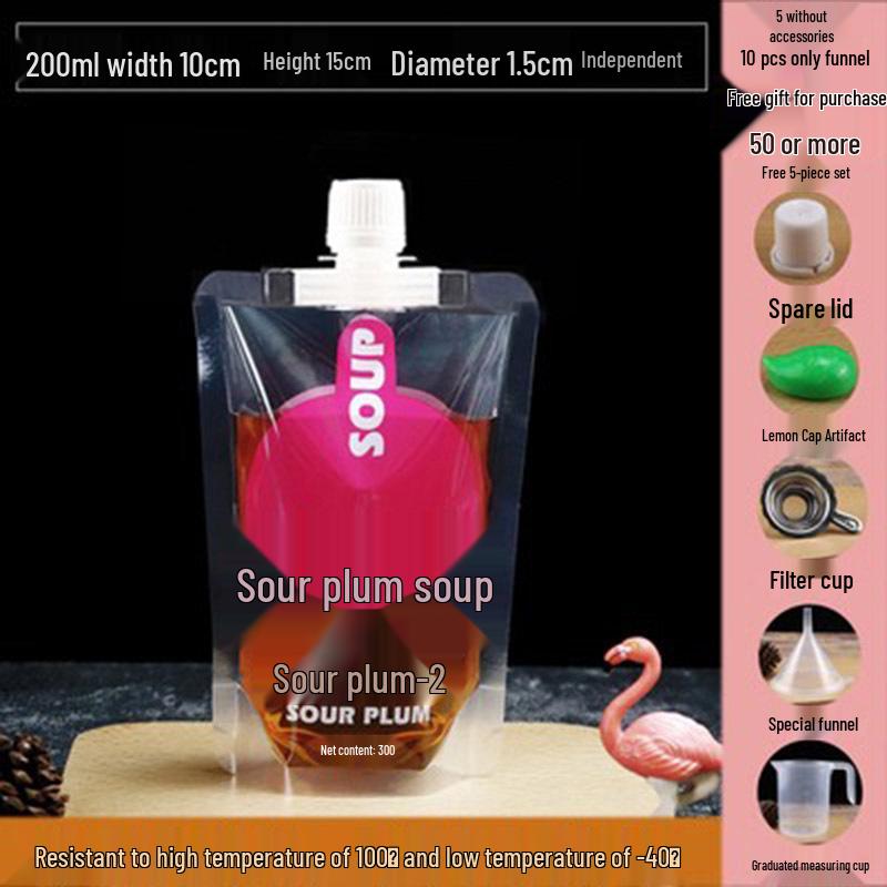 Soy Milk Stand-Up Spout Bag - Reusable, Transparent, Liquid-Safe, Large Diameter Packaging for Soups & Beverages