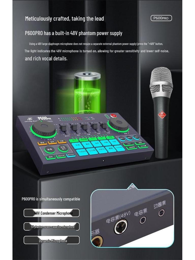 Meiyin Xiuxiu P600pro C180 Sound Card & Microphone Set – Mobile & Computer Compatible