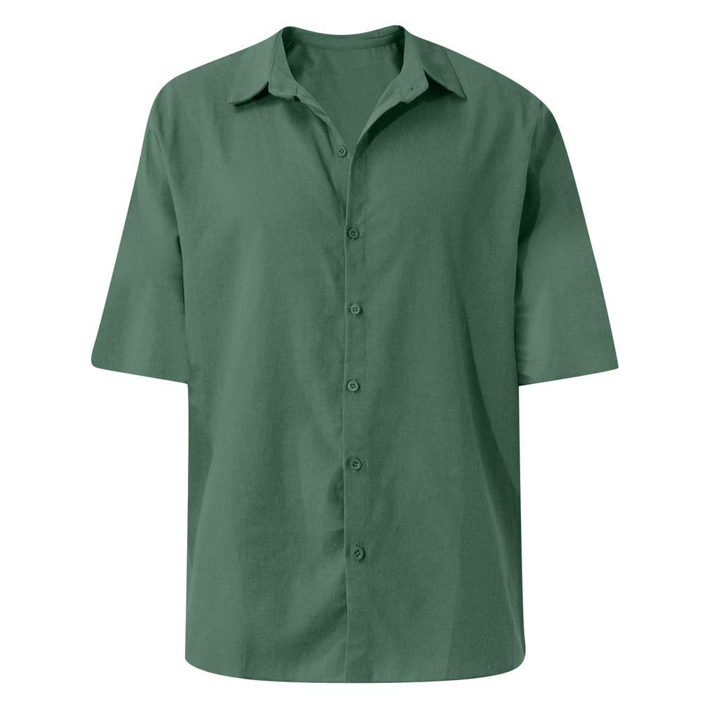 Men's Vintage Button Down Bowling Shirts Short Sleeve Summer Beach Shirt