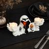 Spooky Ghost Figurine Halloween White Robe Figurine Wizard Decorative Statue Gothic Sculpture Candle Holder for Home Bedroom