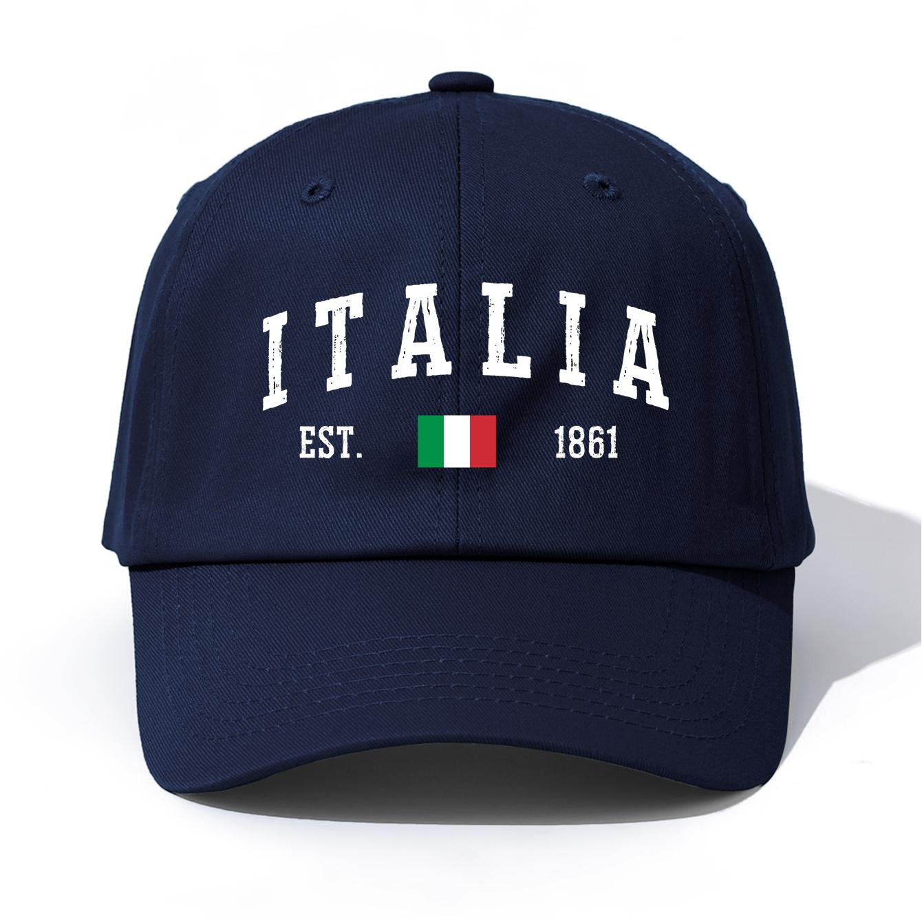 

1pc ITALIA Print Baseball Cap for Adults, Minimalist Retro Style Casual Soft Adjustable Dad Hat, Perfect As Gift темно-синий