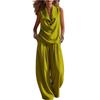 Women's Two Piece Set Sleeveless Collar Top and Wide Leg Pants Casual Loose Fit Outfit Suitable for Daily Wear and Relaxed Occasions