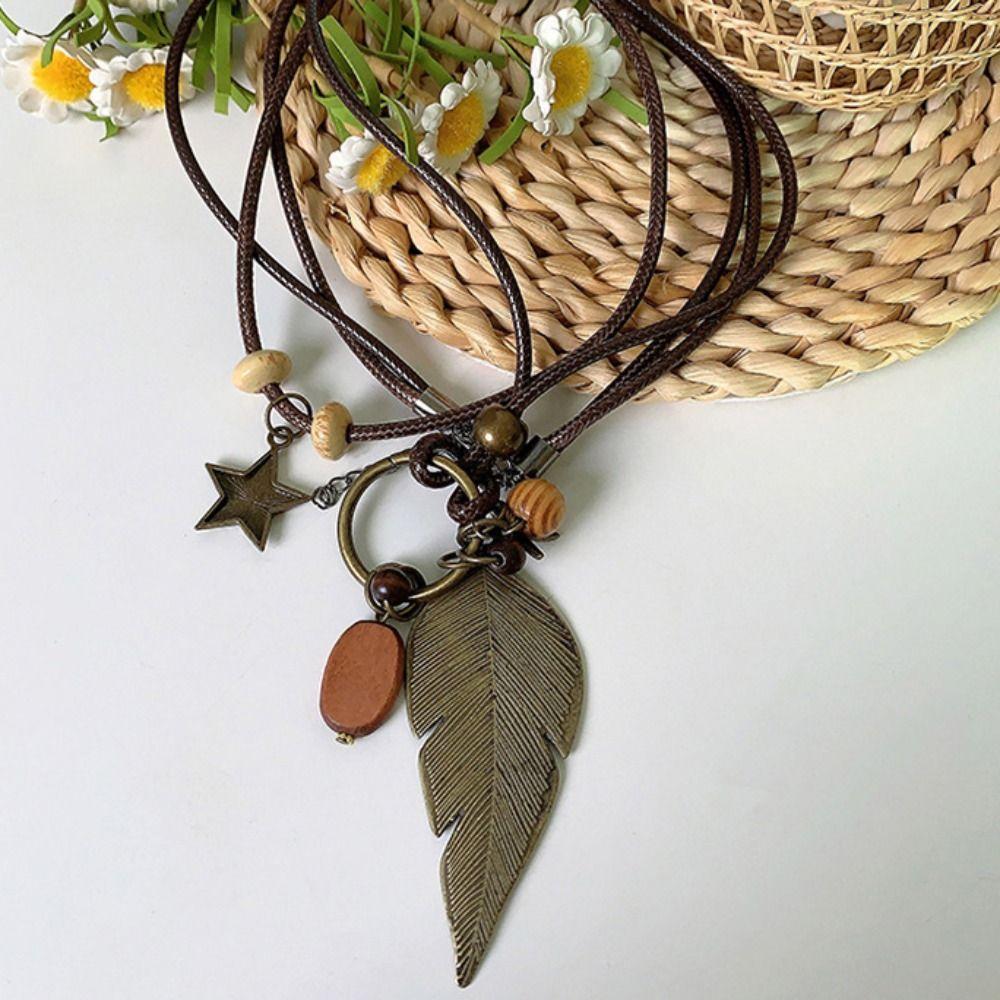 Tassel Long Sweater Chain Wood Bohemian Style Necklace Sweet Ethnic Style Wooden Necklace  Party